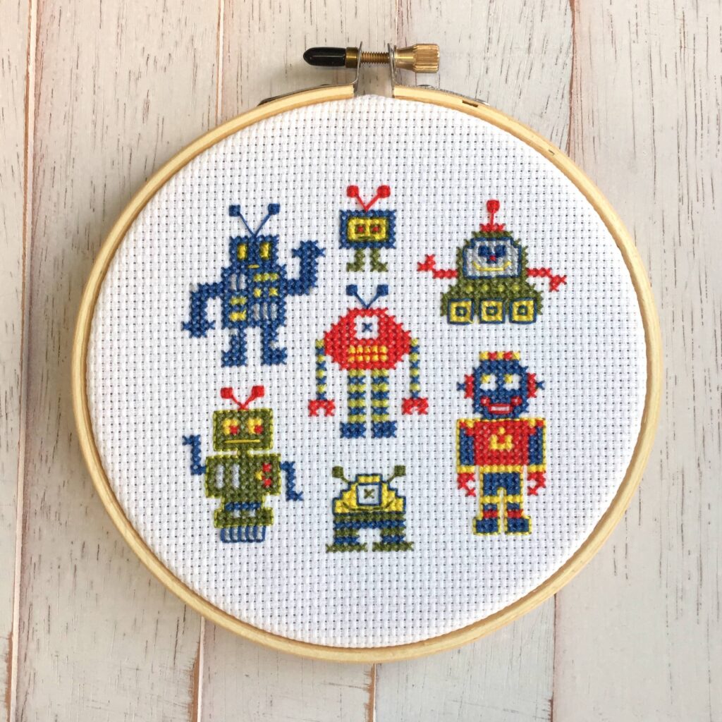 Spot Colors Robots Cross Stitch Kit Stitch & Skein